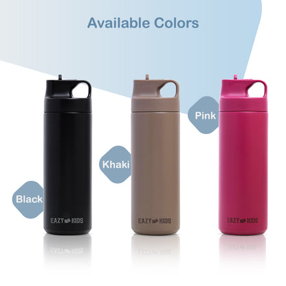 EAZY KIDS Insulated Sports Water Bottle - Black, 550ml