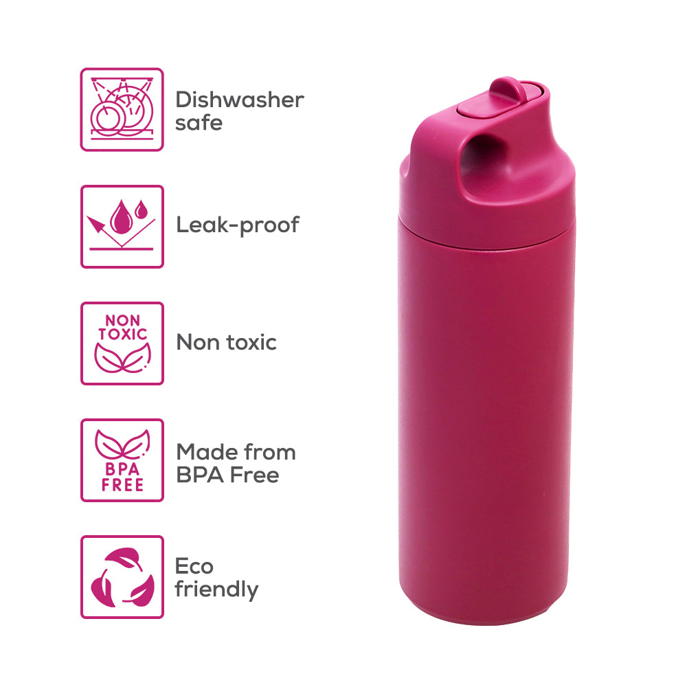 EAZY KIDS Insulated Sports Water Bottle - Pink, 550ml