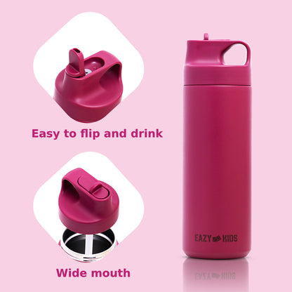EAZY KIDS Insulated Sports Water Bottle - Pink, 550ml