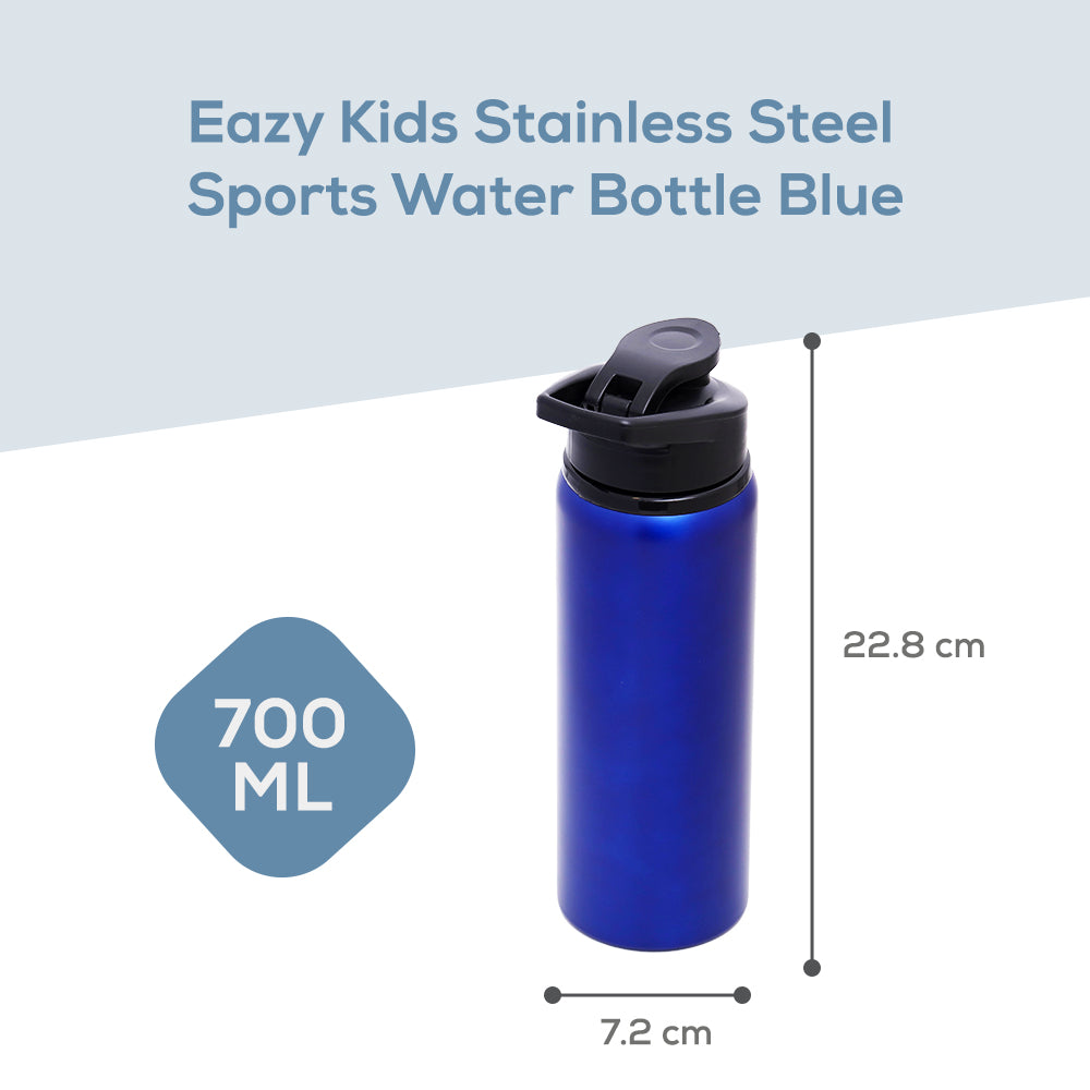 EAZY KIDS Stainless Steel Sports Water Bottle - Blue, 700ml