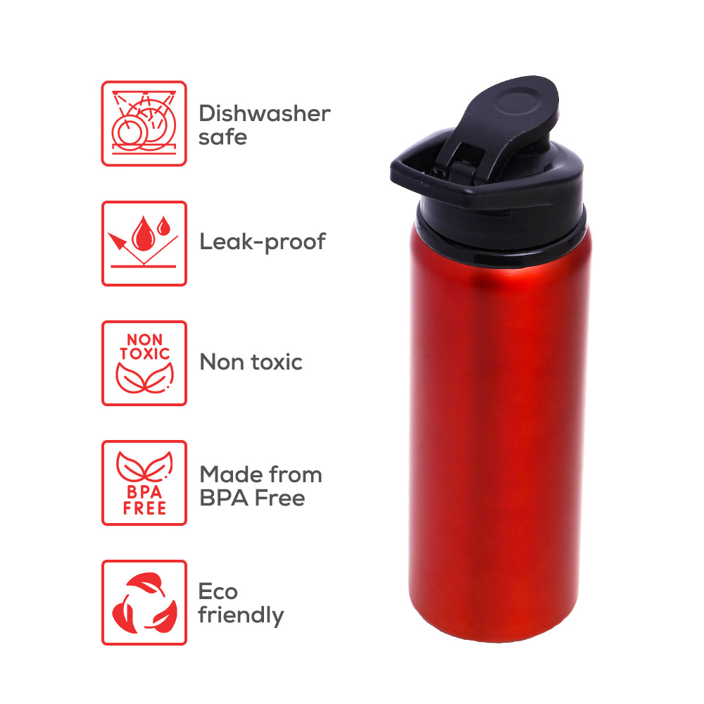 EAZY KIDS Stainless Steel Sports Water Bottle - Red, 700ml
