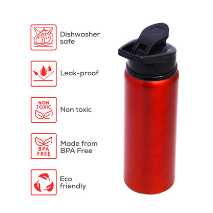 EAZY KIDS Stainless Steel Sports Water Bottle - Red, 700ml