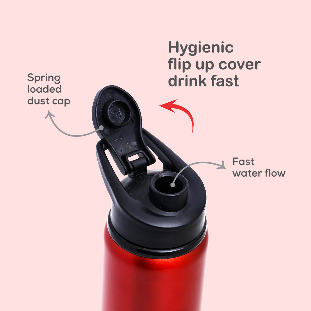 EAZY KIDS Stainless Steel Sports Water Bottle - Red, 700ml