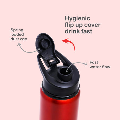 EAZY KIDS Stainless Steel Sports Water Bottle - Red, 700ml