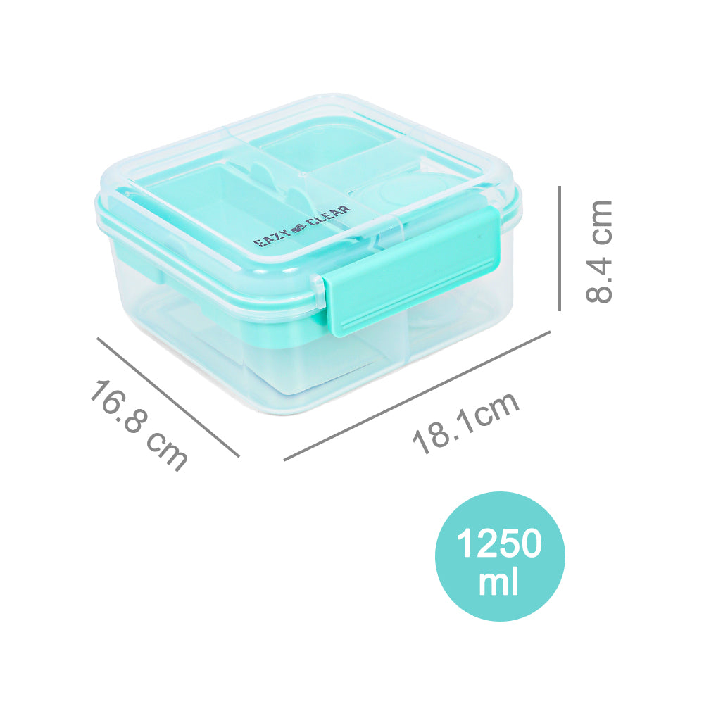 EAZY KIDS 3/4/5 Compartment Convertible 1250ml Bento Lunch Box with 150ml Gravy Bowl - Green