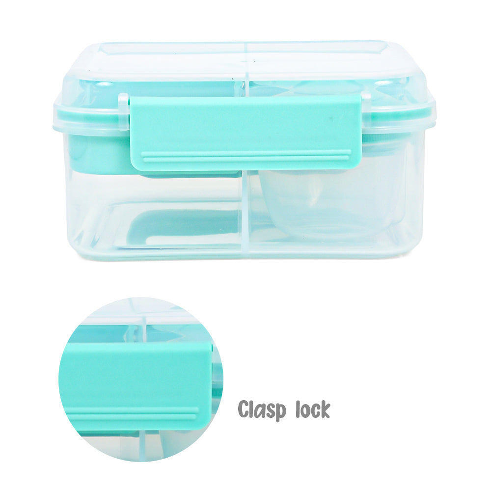 EAZY KIDS 3/4/5 Compartment Convertible 1250ml Bento Lunch Box with 150ml Gravy Bowl - Green