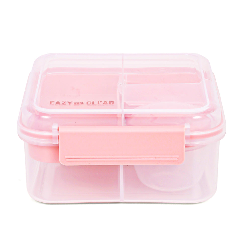 EAZY KIDS 3/4/5 Compartment Convertible 1250ml Bento Lunch Box with 150ml Gravy Bowl - Pink