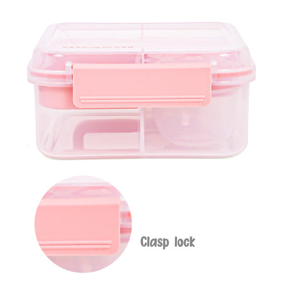 EAZY KIDS 3/4/5 Compartment Convertible 1250ml Bento Lunch Box with 150ml Gravy Bowl - Pink