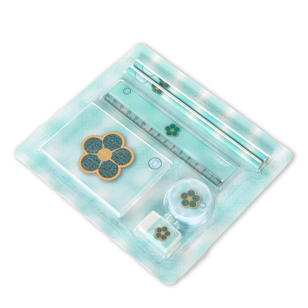 Eazy Kids Stationary Set - Daisy Flower Green