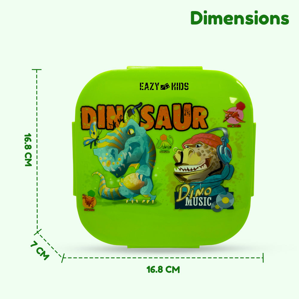 EAZY KIDS Square 1000ml Bento Lunch Box Dino - Green