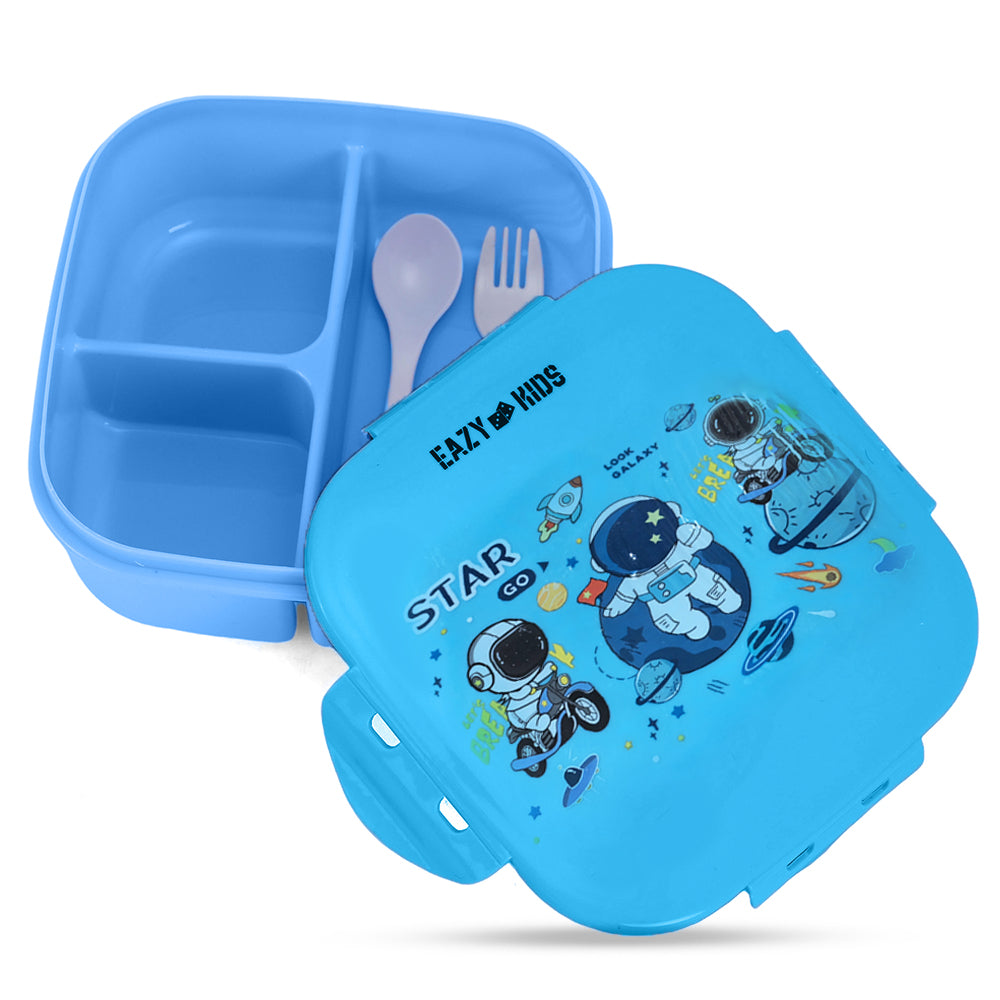 EAZY KIDS Square 1000ml Bento Lunch Box - Galaxy Blue