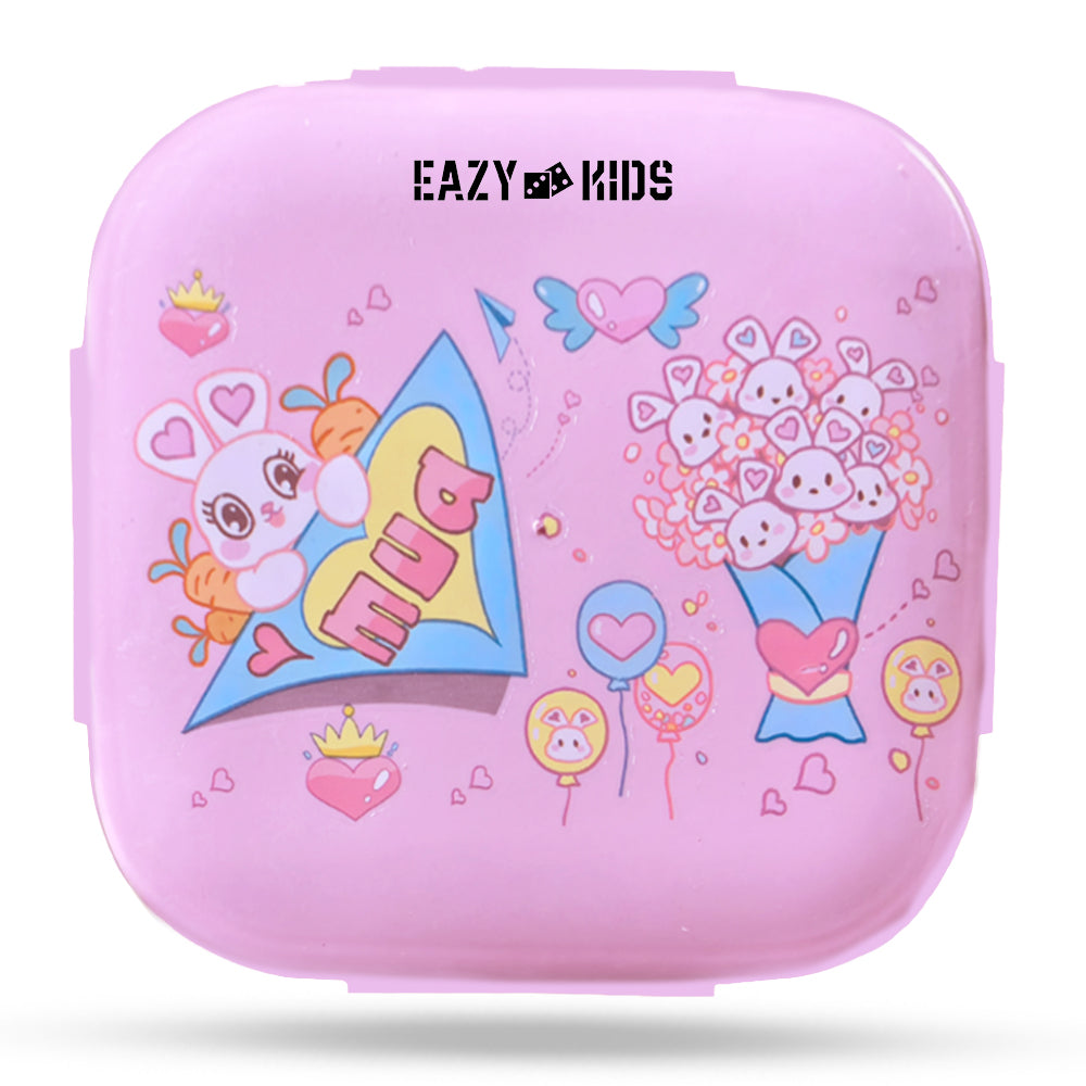 EAZY KIDS Square 1000ml Bento Lunch Box - Love Pink