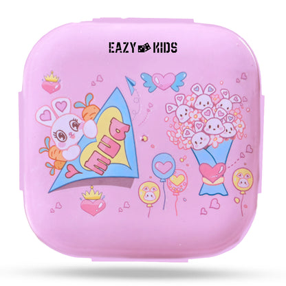 EAZY KIDS Square 1000ml Bento Lunch Box - Love Pink