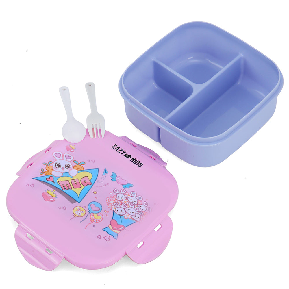 EAZY KIDS Square 1000ml Bento Lunch Box - Love Pink