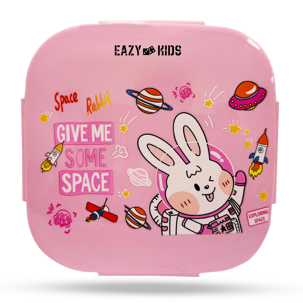EAZY KIDS Square 1000ml Bento Lunch Box - Rabbit Pink