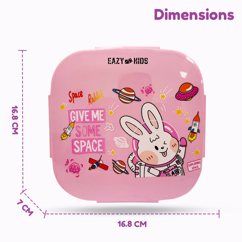 EAZY KIDS Square 1000ml Bento Lunch Box - Rabbit Pink