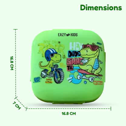 EAZY KIDS Square 1000ml Bento Lunch Box T-Rex - Green