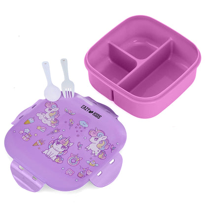EAZY KIDS Square 1000ml Bento Lunch Box - Unicorn Purple