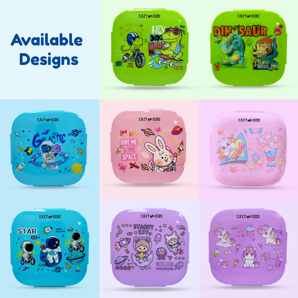 EAZY KIDS Square 1000ml Bento Lunch Box - Unicorn Purple