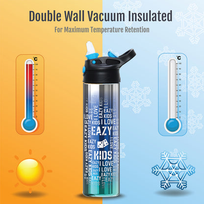 EAZY KIDS Double wall Stainless Steel Water Bottle - Blue (530ml)