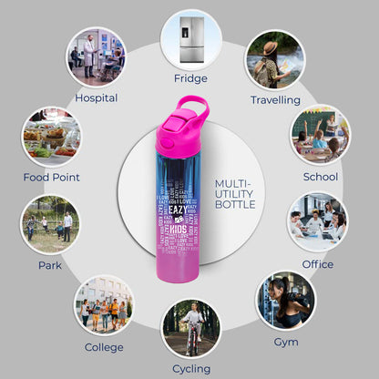 EAZY KIDS Double wall Stainless Steel Water Bottle - Pink(530ml)