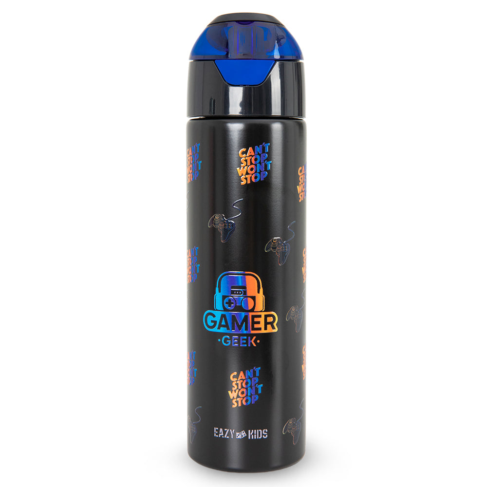 Eazy Kids - Insulated Stainless Steel Water Bottle w/Spray , Gamer 640ml Black