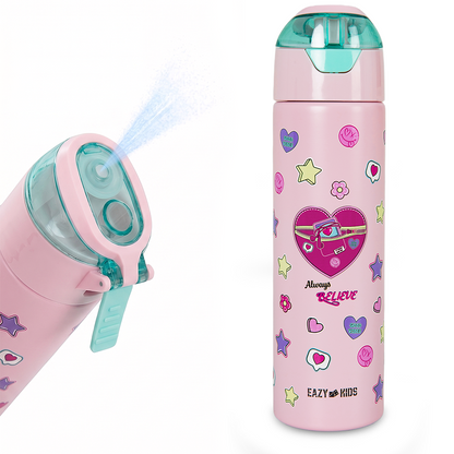 Eazy Kids - Insulated Stainless Steel Water Bottle w/Spray, Always Believe 640ml - Pink