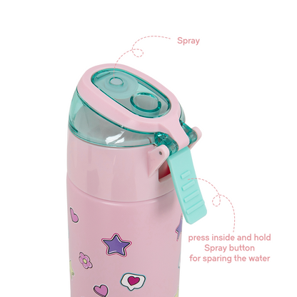 Eazy Kids - Insulated Stainless Steel Water Bottle w/Spray, Always Believe 640ml - Pink