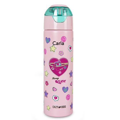 Eazy Kids Personalized - Insulated Stainless Steel Water Bottle w/Spray, Always Believe 640ml - Pink