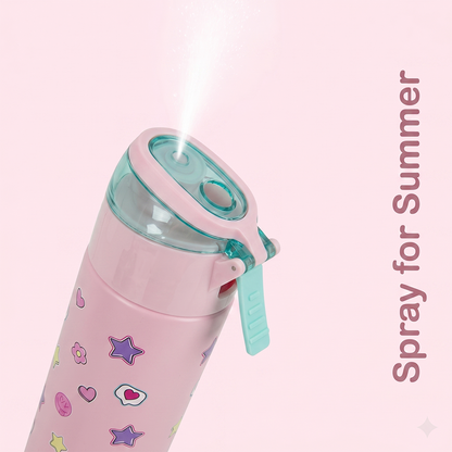 Eazy Kids Personalized - Insulated Stainless Steel Water Bottle w/Spray, Always Believe 640ml - Pink