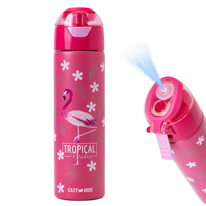 EAZY KIDS Insulated SS Water Bottle w/Spray Tropical -640ml