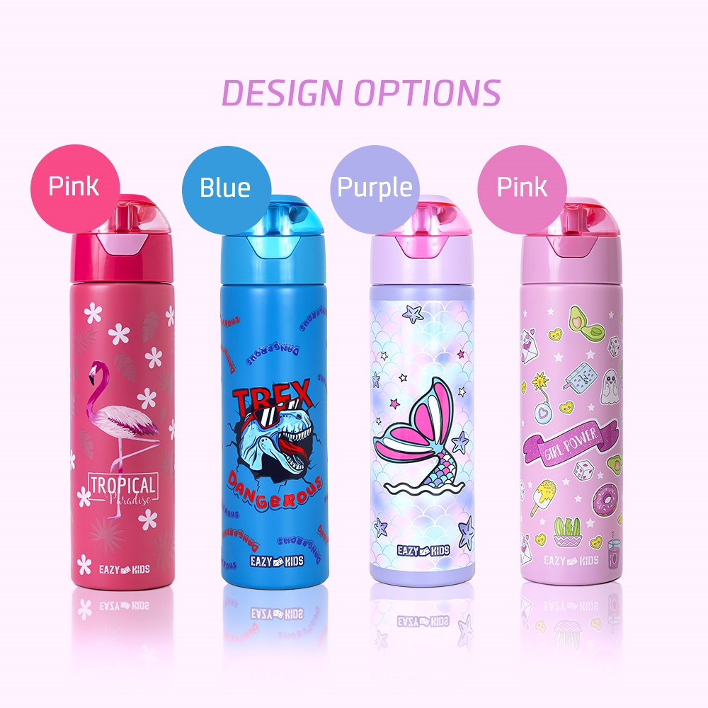 EAZY KIDS Insulated SS Water Bottle w/Spray Tropical -640ml