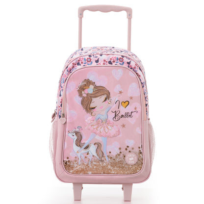 Eazy Kids Set of 5 Trolley 16" School Bag Combo - Ballet Pink