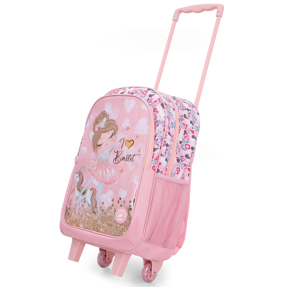 Eazy Kids Set of 5 Trolley 16" School Bag Combo - Ballet Pink