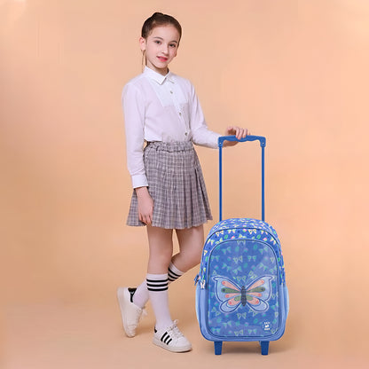 Eazy Kids 17” Trolley School Bag 5-in-1 with Wheels – Backpack, Lunch Bag, Water Bottle, Lunch Box & Pencil Case, Blue