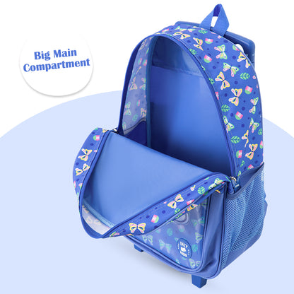 Eazy Kids 17” Trolley School Bag 5-in-1 with Wheels – Backpack, Lunch Bag, Water Bottle, Lunch Box & Pencil Case, Blue