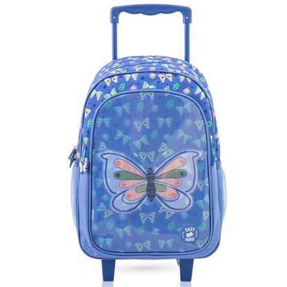 Eazy Kids 17” Trolley School Bag 5-in-1 with Wheels – Backpack, Lunch Bag, Water Bottle, Lunch Box & Pencil Case, Blue