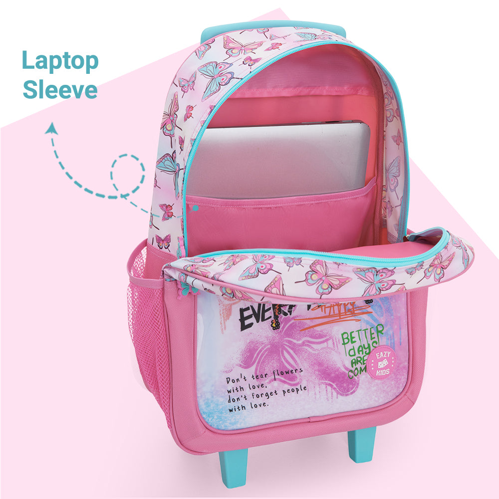 Eazy Kids Set of 5 Trolley 16" School Bag Combo - Butterfly Mint