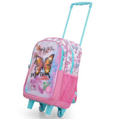 Eazy Kids Set of 5 Trolley 16" School Bag Combo - Butterfly Mint