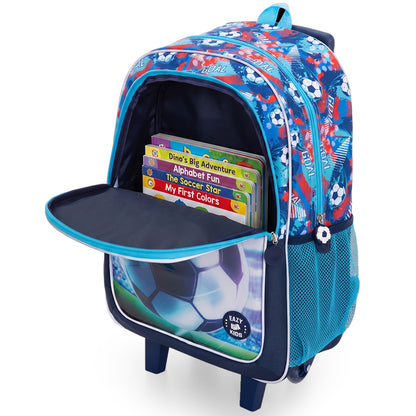 Eazy Kids Set of 5 Trolley 16" School Bag Combo - Soccer Blue