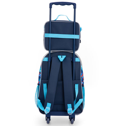 Eazy Kids Set of 5 Trolley 16" School Bag Combo - Soccer Blue