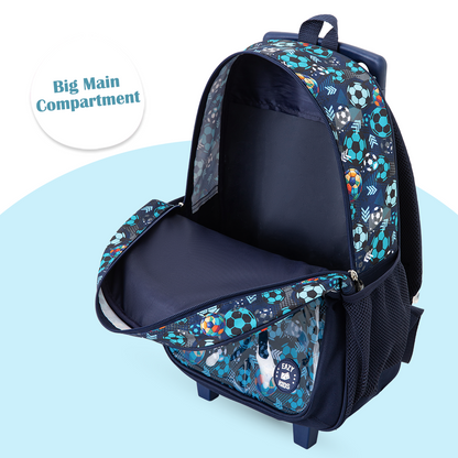 Eazy Kids 17” Trolley School Bag Value Pack 5-in-1 with Wheels – Backpack, Lunch Bag, Water Bottle, Lunch Box & Pencil Case, Blue