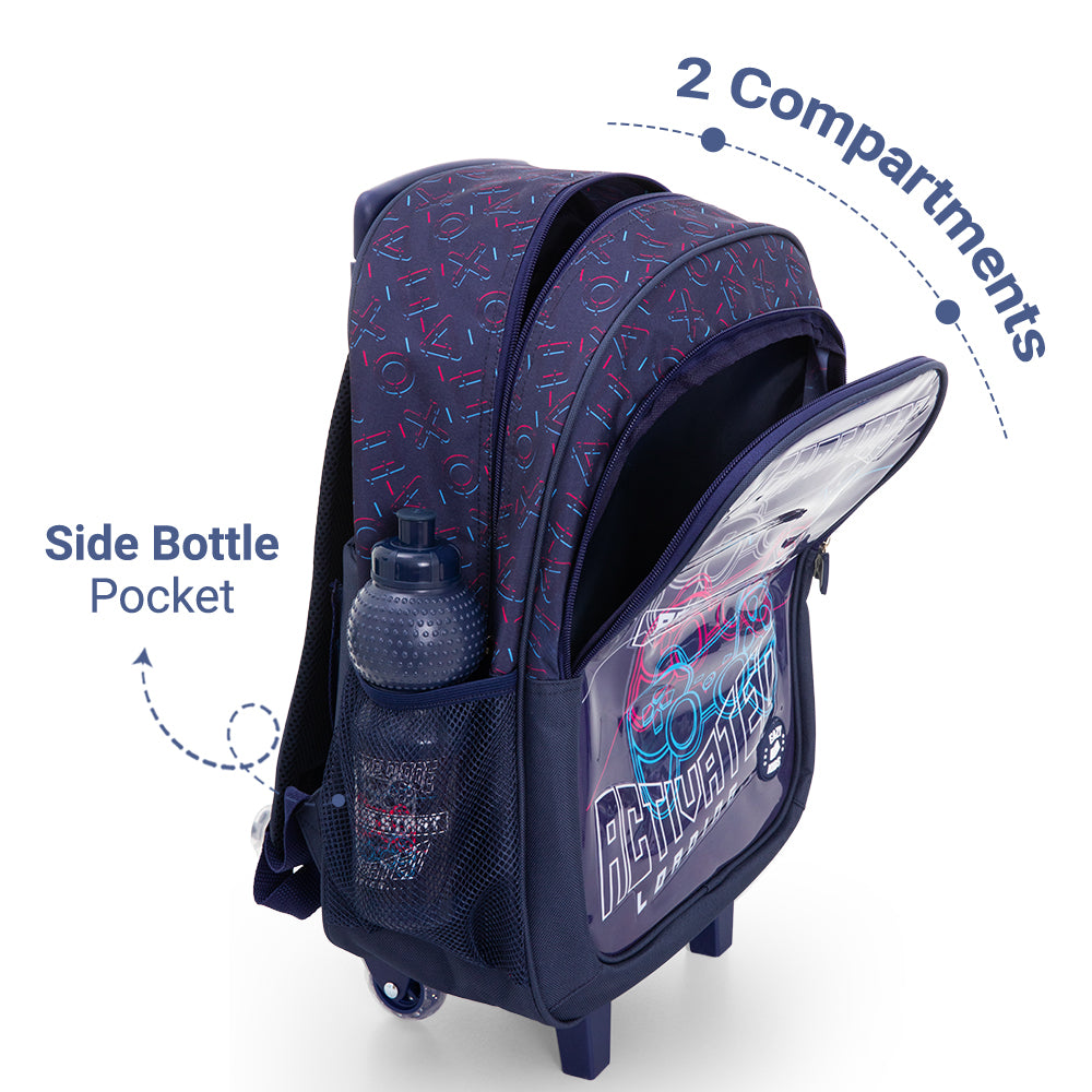 Eazy Kids Set of 5 Trolley 16" School Bag Combo - Game Mode black
