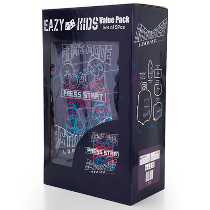 Eazy Kids Set of 5 Trolley 16" School Bag Combo - Game Mode black