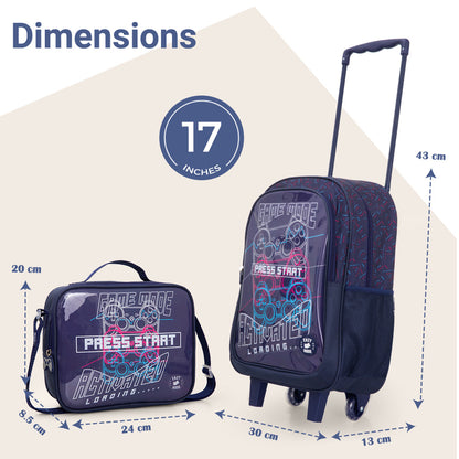 Eazy Kids Set of 5 Trolley 16" School Bag Combo - Game Mode black