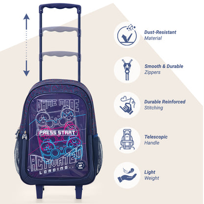 Eazy Kids Set of 5 Trolley 16" School Bag Combo - Game Mode black