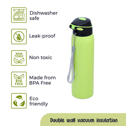 EAZY KIDS Insulated School Water Bottle - Green, 500ml