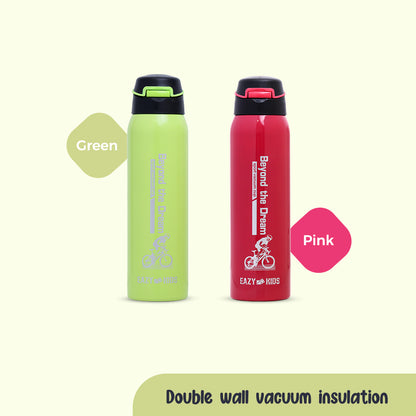 EAZY KIDS Insulated School Water Bottle - Green, 500ml