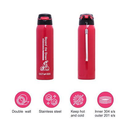 EAZY KIDS Insulated School Water Bottle - Pink, 500ml
