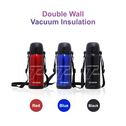 EAZY KIDS Insulated School Water Bottle - Black, 800ml